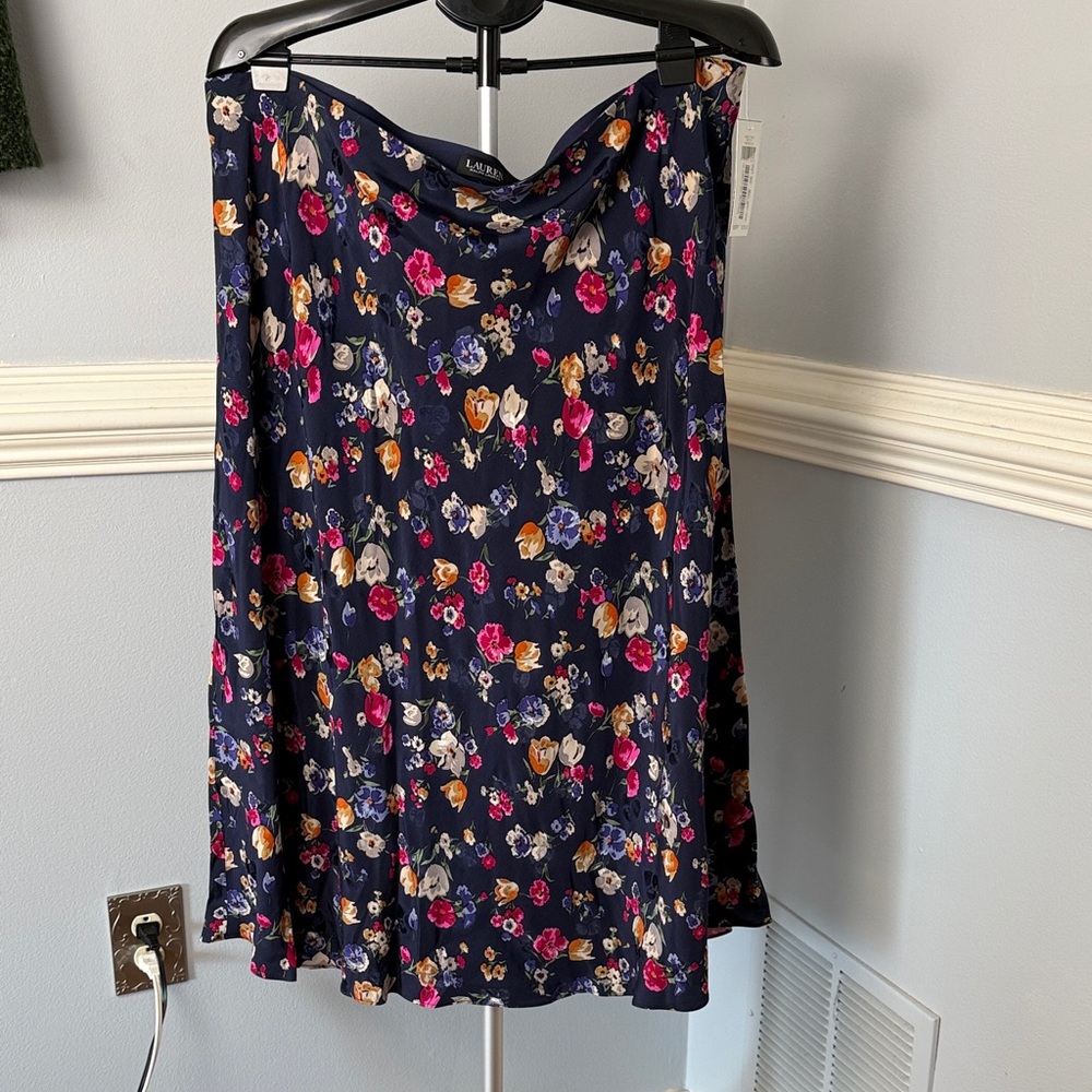 Lauren  Floral A-Line Skirt with Pink & Gold Blooms